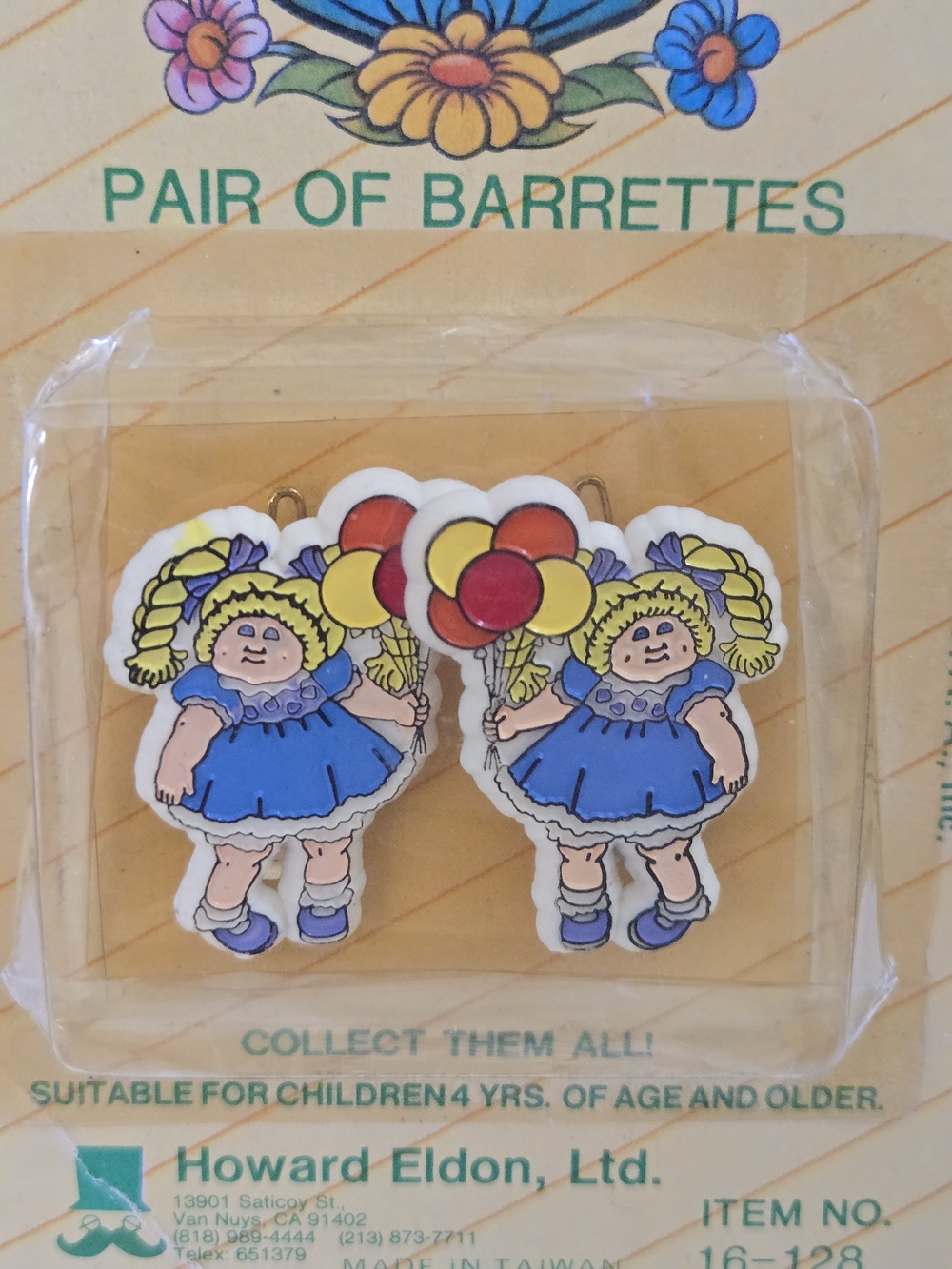Vintage 1983 Cabbage Patch Kids Barrettes Pair Sealed NOS Howard Eldon 16-128 - Picture 2 of 8